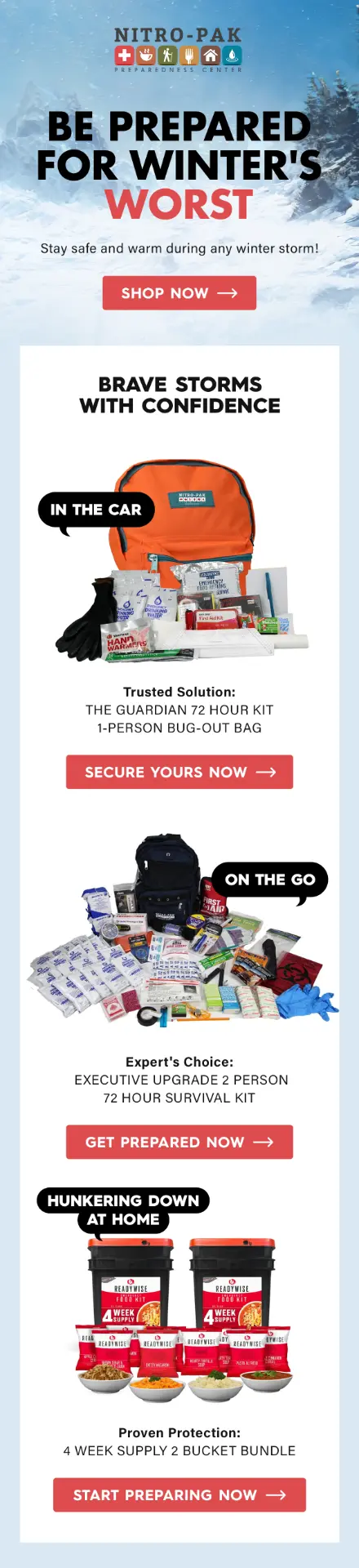 Nitro-Pak winter email after creative direction